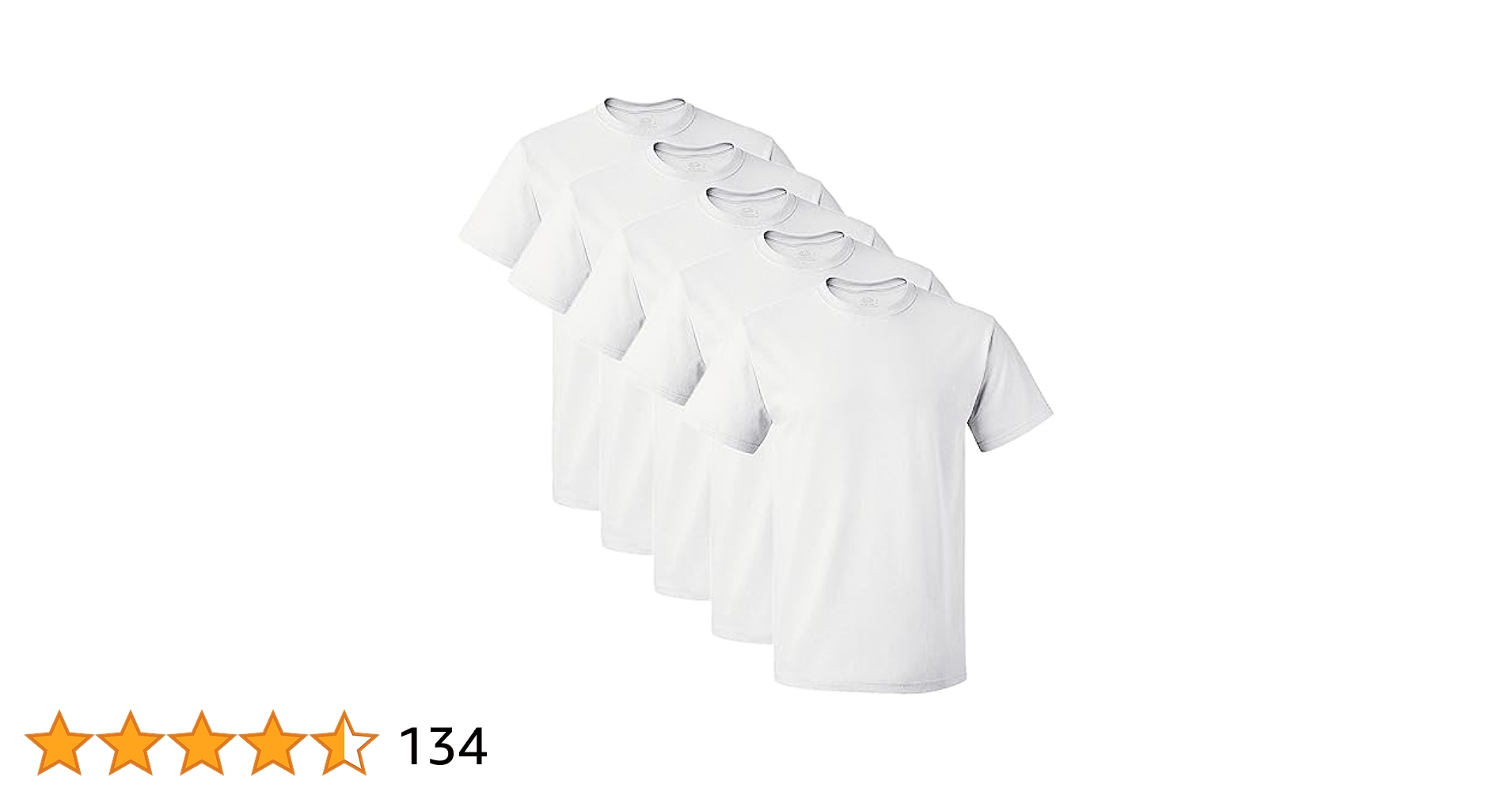 Fruit of the Loom Men's 5-Pack Crew Neck T-Shirt, White